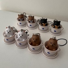 강아지 여우 고양이 곰 컵 테디베어 귀여운 소품샵 키링 열쇠고리 차키 가방고리 가방키링, D-D자키링