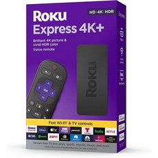 Roku 로쿠 Express 4K+ | 스트리밍 디바이스 4K/HDR 음성 원격 Free & Live TV, NEW Roku Express 4K+, 올해의 새로운 익스프레스 4K+