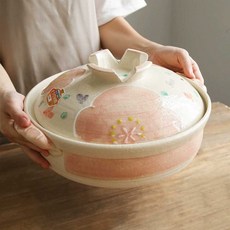 (샵타스틱) 일본 수입 동백 가마 솥밥 도자기 솥밥 뚝배기, 1개, 카멜리아 6호
