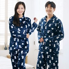 핑크워너비 커플용 폼폼퍼피 수면잠옷 2종세트 남성 카라+여성 라운드