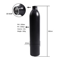 0.5L HPA 탱크 4500PSI 공기 병 레귤레이터 알루미늄 합금 실린더 슈팅 수족관 다이빙, 5-8 전용 병, 1개