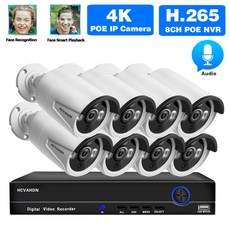 영어 설명서 H.265 8CH 8MP 보안 카메라 시스템 세트 POE NVR 5MP 오디오 얼굴 검측 IP CCTV 카메라 시스템 영상 감시 세트 4K XMEYE, 1T, 금 플러그, 4K 8ch NVR 8pcs 캠, 1개