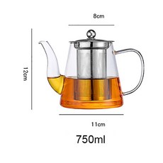차 주입기 냄비 내열 유리 주전자 컵 필터 꽃 우롱 커피, 1.750ml, 1개