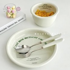 세라믹 우유 녹색 세라믹 식기 빈티지 홈 샐러드 그릇 아침 식사 접시 한 사람의 시니어 센스 음식 세트, 04 A 4 piece set, 1개