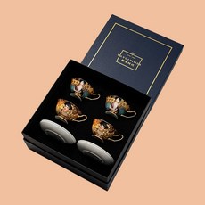 커피잔 일본풍 명화 골드 스몰럭셔리 선물세트, 2 주디스x2 바우어 부인