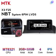 BMW 안드로이드 10.25 'ips 1920*720P 4G lte 안 드 로이드 10.0 자동차 멀티미디어 플레이어 BMW X3 F25 X, 10 NBT 2-32G MTK_02 영국