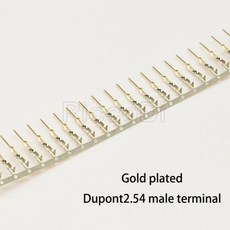 점퍼선 듀폰 점퍼 와이어 커넥터 금도금 구리 암수 금속 단자 핀 100 개 2.54mm 피치, 01 Male Gold_01 100Pcs, 04 Male Gold_01 100Pcs, 100개