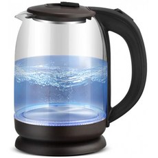 크리스마스 에코 글라스 전기 케틀 2.0L 코드리스 워터 케틀(파란색 LED 점등) 고속 끓는 차 물 케틀, 단일옵션