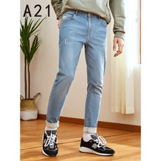 온라인 브랜드 인 A21 봄 2020 년 품 남성복 기본 트 렌 디 한 남성 청바지 의 힘 으로 슬 림 한 허 리 를 낮 추 는 슬 림 핏 레 깅 스 R401126043 하늘색 30 (175 / 76A)