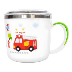 부릉부릉 유아동 논슬립 스텐 뚜껑컵, 혼합색상, 1개, 280ml