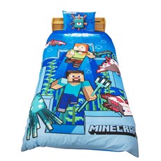 MINECRAFT 마인크래프트 이불 커버 3점 세트 베개 커버 시트 이불 커버 침대・이불용 싱글 바다 무늬