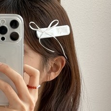 블루씨티 체이키 실버 레더 똑딱 옆머리 헤어핀