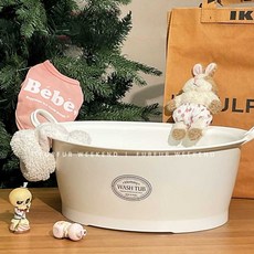아인별 강아지욕조 접이식 욕조 스파 강아지 고양이, 1개, 흰색 (47x36x20)