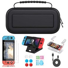 1.예상수령일 2-6일 이내 Hysying Nintendo Switch 케이스 닌텐도 케이스 [9 종 세트] 대용량 전면 보호, 블랙_One Size, 상세 설명 참조0, 상세 설명 참조0