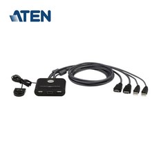 ATEN 2포트 HDMI 케이블 일체형 KVM 스위치 CS22HF, 1