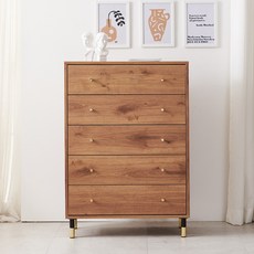 정점 높은 5단 틈새 와이드 서랍장 800, 정점 5단800서랍장, 오크