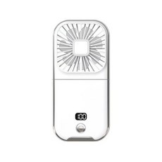 선풍기 미니 탁상용 휴대용 야외 충전식 핸드 디지털 디스플레이 행잉 넥 3000mAh 배터리 전원 180 도 접이식 데스크탑, 화이트, 1) 화이트