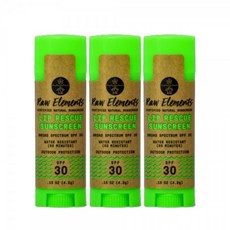 Raw Elements Organic Lip Rescue Zinc Oxide SPF 30+ 0.15oz (3 팩)