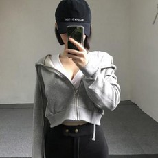 뉴욕멋쟁이 국내배송 베이식 크롭 후드 집업 캐주얼 여성