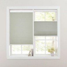 DotheDrape 알루미늄 블라인드 베란다 사무실 창문 용 맞춤형 하향식 상향식 정전 무선 셀룰러 쉐이드 1 인치 단일 셀 허니콤 단열 창 실버 자작 나무 Q1197201