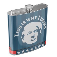 TrumpedUp \"This Is Why I Drink\" 플라스크 - Fairly Odd Novelties - 재미있는 정치 도널드 트럼프 마가 개그 선물 블루 원 사이즈, TrumpedUp "This Is Why I Drink