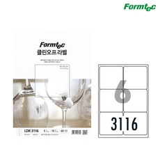 폼텍 클린오프 라벨 LDR-3116, 6칸, 10개 6칸, 10매