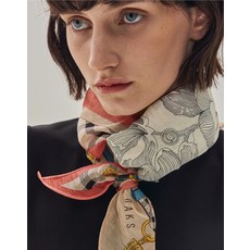 24SS [LINEN SILK]핑크 체크플라워 마름모 린넨실크 스카프 DCSC4E480P2