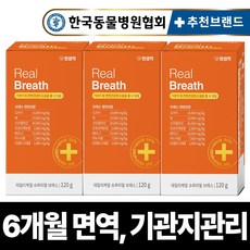 펫생각 리얼 브레스 반려견 강아지 기관지 영양제 협착증 기침 면역력 호흡기 켁켁거림 거위소리 120g, 3박스