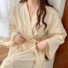 슈가 꽃무늬 순면 샤워 수유 수면 로브 골프 라운딩 가운