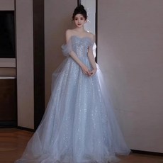 프리미엄 이브닝드레스 여성 숄더백 디너파티 롱스커트 신부 슬림핏