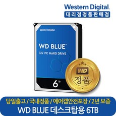 웨스턴디지털 정품 재고보유 WD Blue WD60EZRZ 6TB 데스크탑 PC 컴퓨터 하드디스크 HDD, WD60EZRZ (단종) WD60EZAX 변경발송