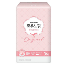 좋은느낌 에어핏 쿠션 울트라 슬림 중형 생리대 날개형, 36개입, 2개