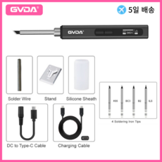 GVDA 65W 전기 납땜 인두기 키트 9V-20V 스마트 OLED 휴대용 전문가용, GD300 with 4 tips, 1개