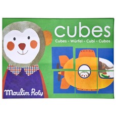 Moulin Roty 立體拼圖積木 Set, 6片, 繽紛動物樂, 1盒