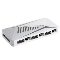 TEUCER LP-6P PC 냉각 팬 PWM/ARGB 허브 1-6 5V 3 핀 12V 4 핀 멀티 웨이 스플리터 AURA 팬 쿨러 연장 케이블 어댑터, 2) WHITE