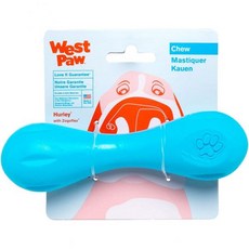 WEST PAW Zogoflex Hurley Dog Bone Chew Toy – 공격적인 체어 캐치 페치를 위한 물에 뜰 수 있는 애완동물 장난감 개를 밝은 색상의 뼈 재활용, Small_Aqua, 1개 - 웨스트포우