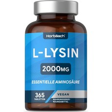 [B0C9V6JQ1G] Horbaach L-라이신 2000mg I 365 정제 HCl의 순수 L 라이신 1000mg 야채 발효에서 필수 아미노산 불필요한 첨가물 없이 호르바흐 출신, 365정, 1개