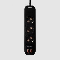 르그랑코리아 3구 자동소화 USB 고속충전 안전 멀티탭 3m (블랙), 1개