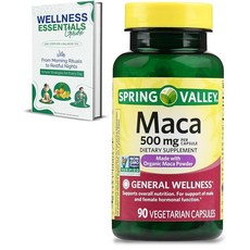 Spring Valley 마카 뿌리 | 채식주의자 캡슐 500mg 90개 | 여성 및 남성용 마카 뿌리 파우더 | 일반 건강을 위한 뿌리 추출물 | GMO 프리 글루텐 프리, 1개