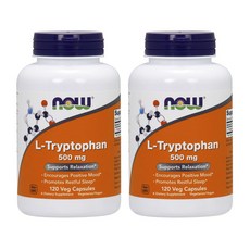 Now L-Tryptophan Supports Relaxation 나우 엘 트립토판 500mg 120베지캡슐 2팩, 120정, 2개
