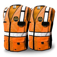KwikSafety - 샬롯 NC - RoadBOSS Econ & Premium 안전 조끼 ANSI 테스트 OSHA 솔리드 테이프 | 오렌지 | 2팩 | (5% 절약), X-Large, 2개