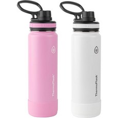써모플라스크 24온스 이중벽 진공 단열 스테인리스 스틸 2팩 물병 마야 블루블랙, 24 oz_Strawberry/Arctic White, 2개