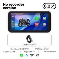 무선 카플레이 모토 리눅스 시스템 오토바이 GPS 네비게이션 안드로이드 자동 USB IP67 방수 듀얼 BT 듀얼 캠 녹음기 6.25 인치, 1) No camera