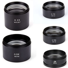 WD165 0.5X 0.3X 2X 1X 0.7X Barlow 스테레오 현미경 렌즈 1-7/8 "(48mm) 대물 렌즈 변경 뷰