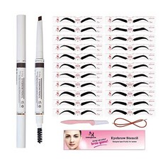 [미국] Eyebrow Stencils & Eyebrow Pencil 30 Eyebrow Shaper Kit Reusable Eyebrow Template With Strap, Gray, 단일색상