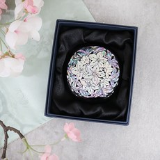 고급 전통 나전칠기 손거울 모란장식 손거울선물 기업선물 단체선물 전통선물 예단용품 어머니선물, 오얏꽃, 상자포장