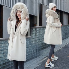 [ZL] Vielleicht 모피 라이너 겨울 코트 여성 2021 패션 겨울 자켓 여성 롱 코튼 패딩 아웃웨어 후드 여성 자켓 및 코트