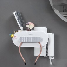 새로운 스타일의 핸즈프리 헤어 드라이어 홀더 보관 상자 컬링 아이언 선반 목욕 정리 랙 욕실 액세서리 세트 홈, 1.WHITE, WHITE, 1개