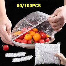 진공포장기 재사용 가능한 일회용 식품 커버 플라스틱 랩 내구성 탄성 뚜껑 그릇 플레이트 주방 절약 백, 50개