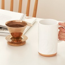 빈플러스 티타늄 스텐 커피 드리퍼 머그컵 핸드드립세트, 빈플러스 티타늄 드리퍼+도자기 머그컵